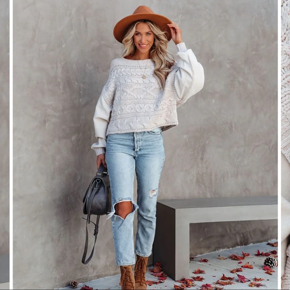 CHANDY COTTON BLEND CABLE KNIT SWEATER - Picture 3 of 14